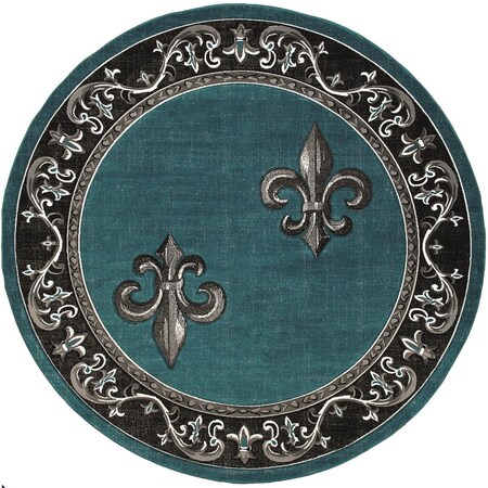 Manmade 7 ft. 10 in. Bristol Lilium Turquoise Round Rug MA3668685